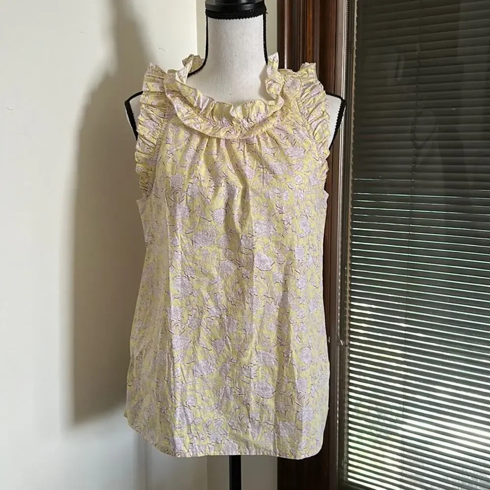 J. Crew | Ruffle Trim Top in Rose Vine Size XS